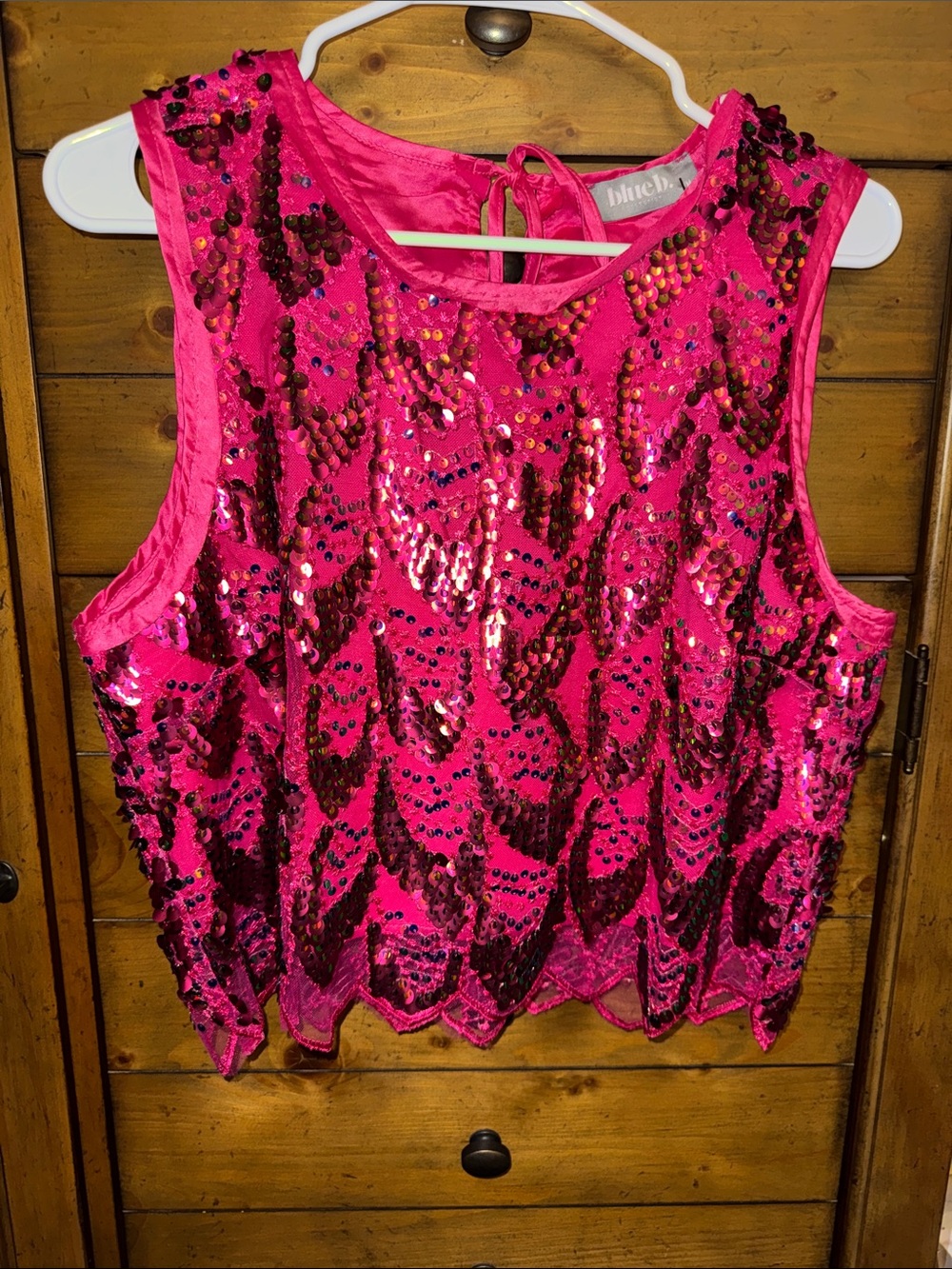White House Black Market Hot Pink Sequin Sleeveless Tank